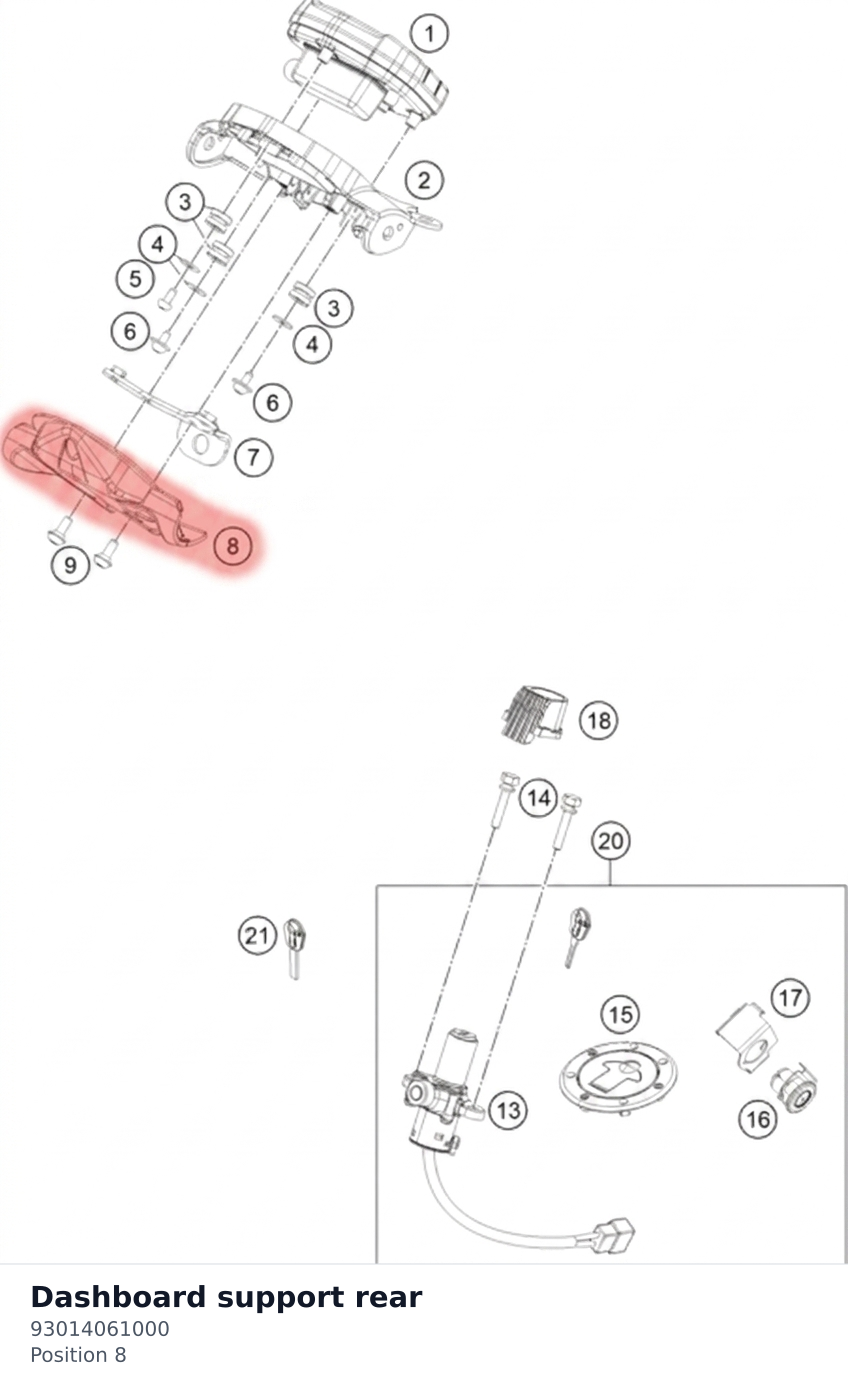 Diagram preview: Dashboard support rear (93014061000)