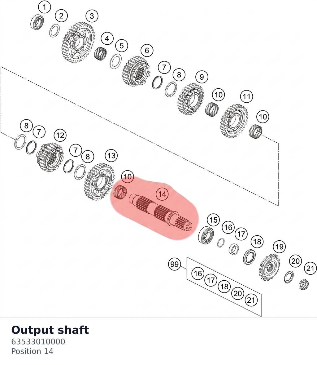 Diagram preview: Output shaft (63533010000)