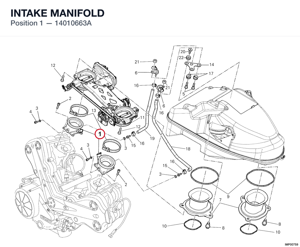 INTAKE MANIFOLD 14010663A diagram position