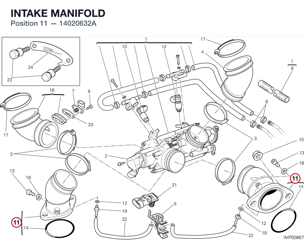 INTAKE MANIFOLD 14020632A diagram position