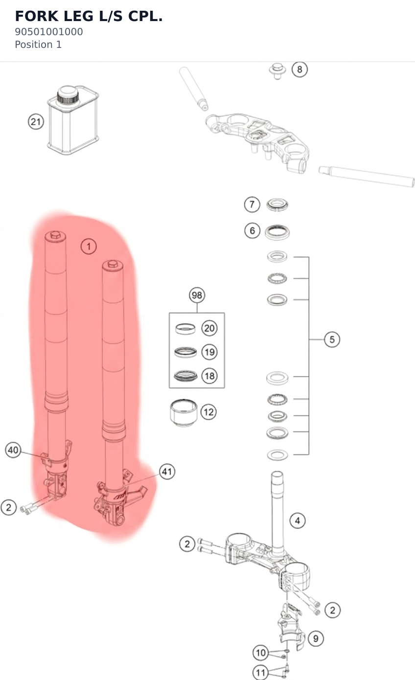 Diagram preview: FORK LEG L/S CPL. (90501001000)