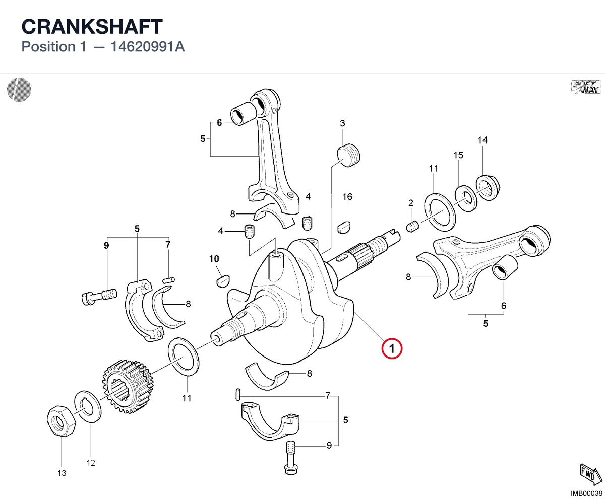CRANKSHAFT 14620991A diagram position