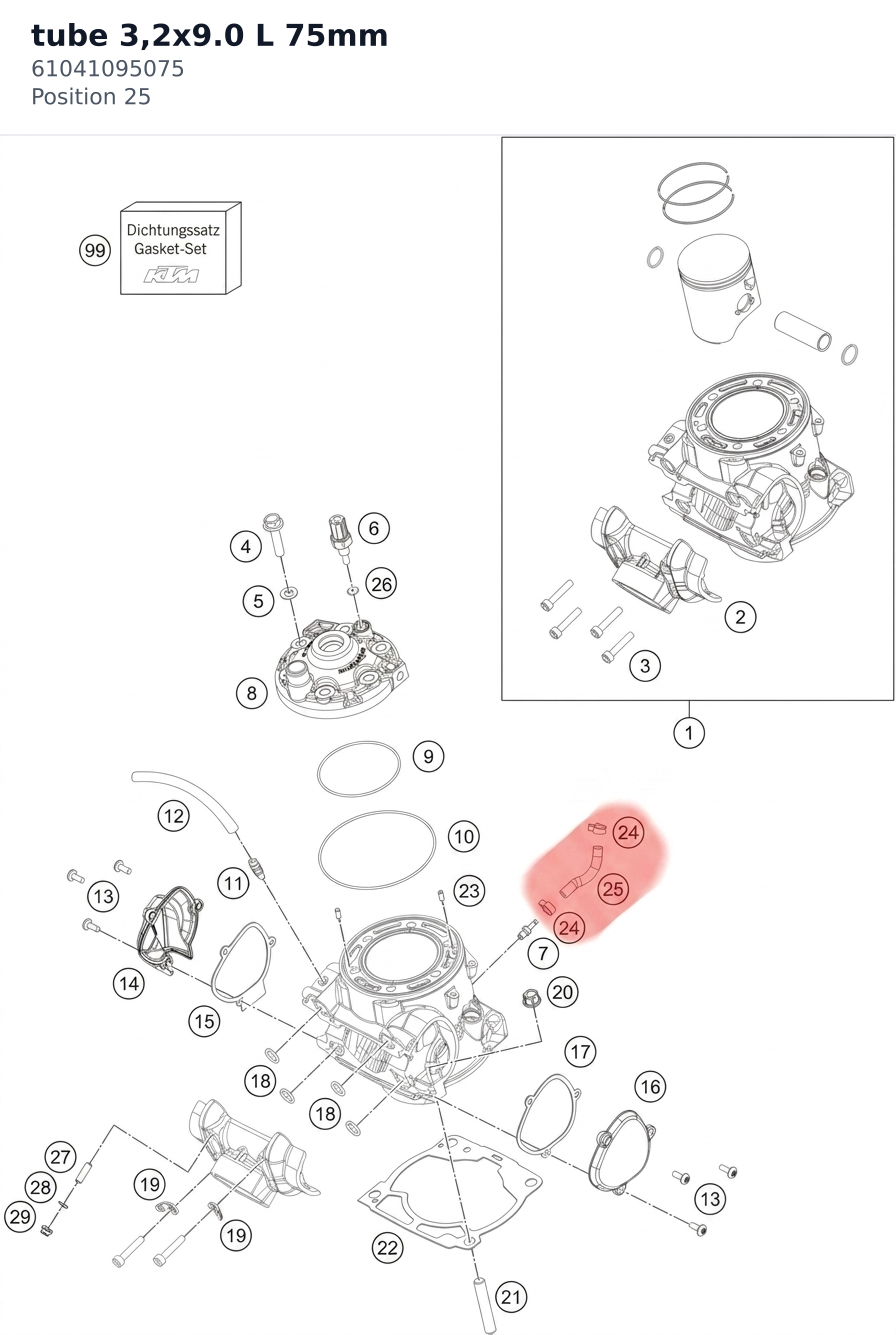 Diagram preview: tube 3,2x9.0 L 75mm (61041095075)