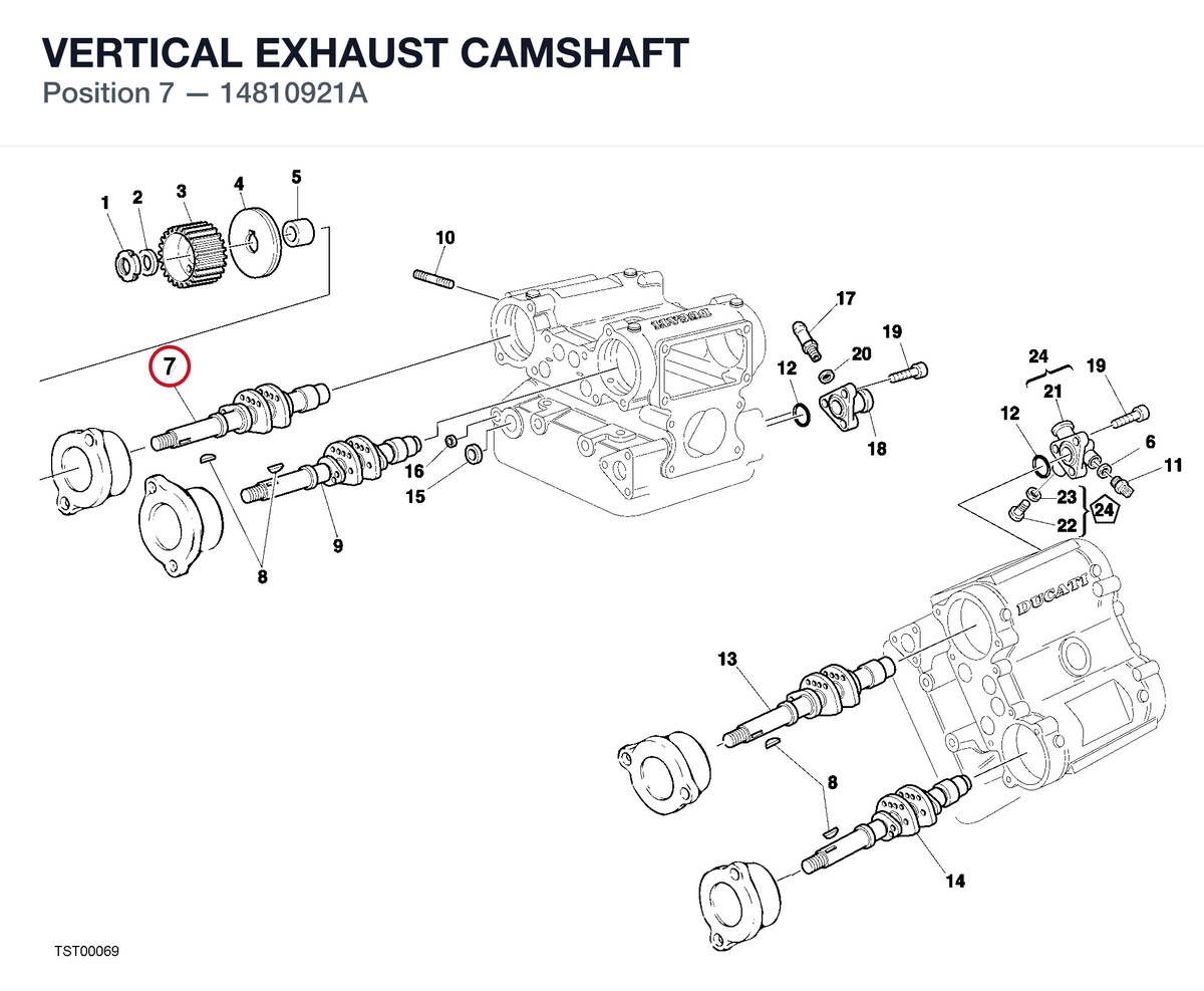 VERTICAL EXHAUST CAMSHAFT