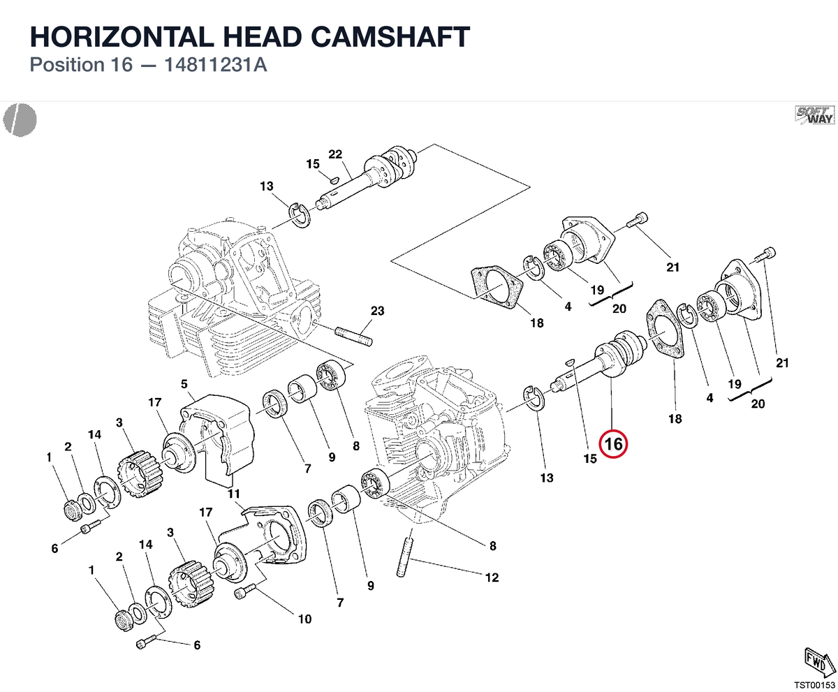 HORIZONTAL HEAD CAMSHAFT 14811231A diagram position