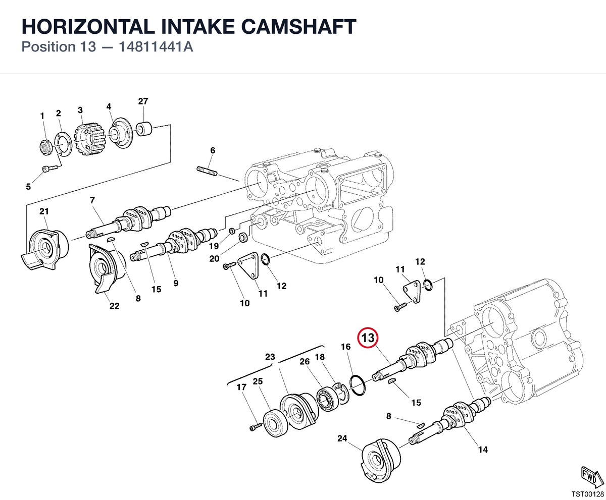 HORIZONTAL INTAKE CAMSHAFT 14811441A diagram position