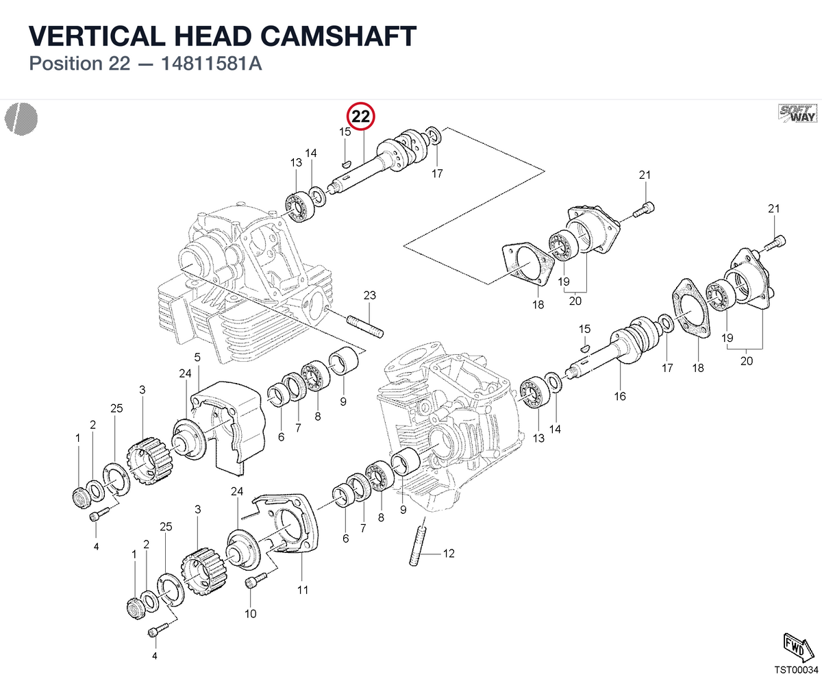 VERTICAL HEAD CAMSHAFT