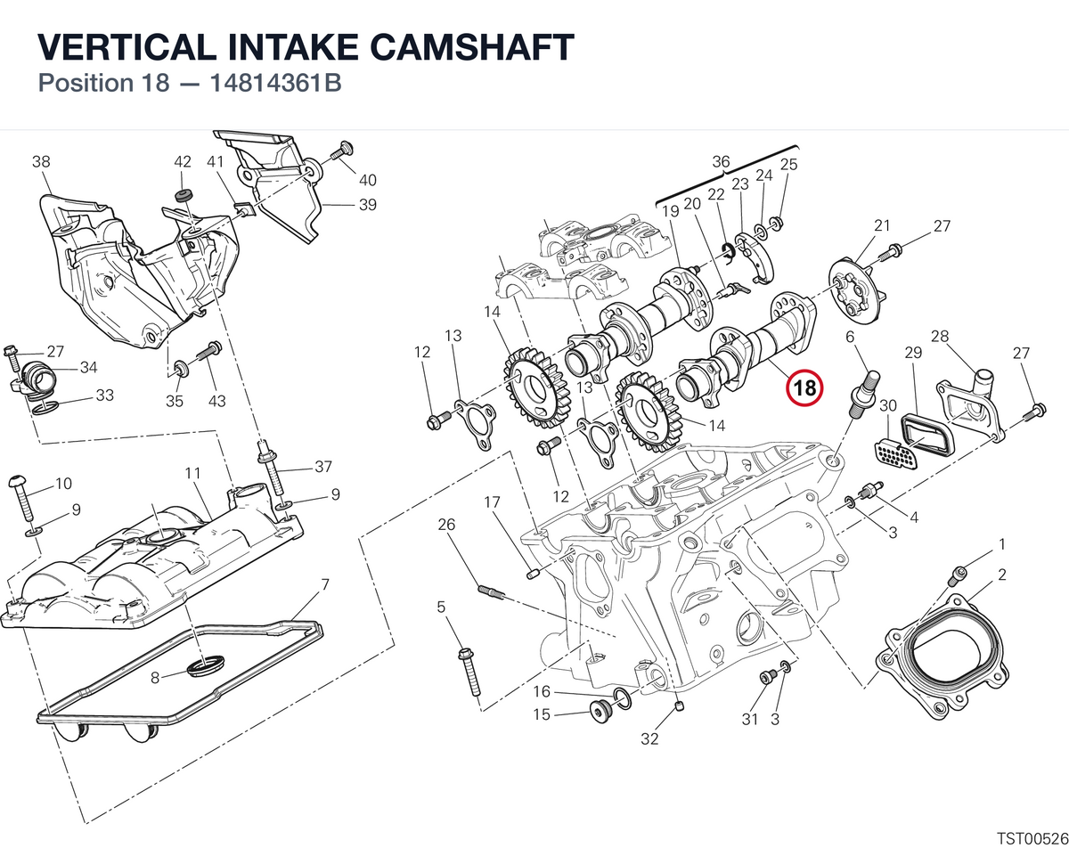 VERTICAL INTAKE CAMSHAFT 14814361B diagram position