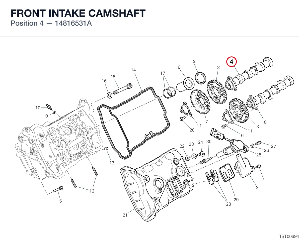 FRONT INTAKE CAMSHAFT 14816531A diagram position