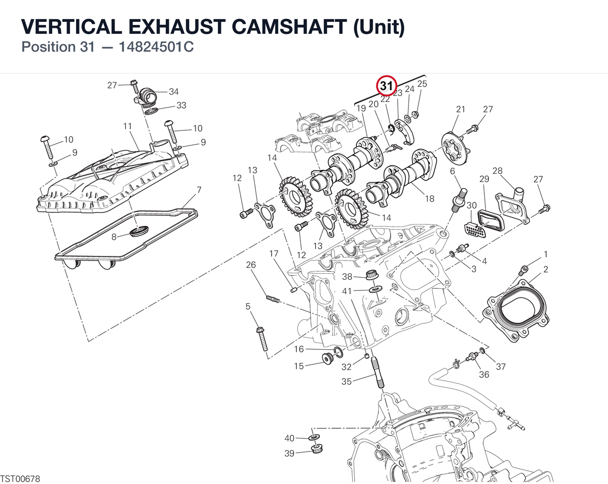 VERTICAL EXHAUST CAMSHAFT (Unit) 14824501C diagram position