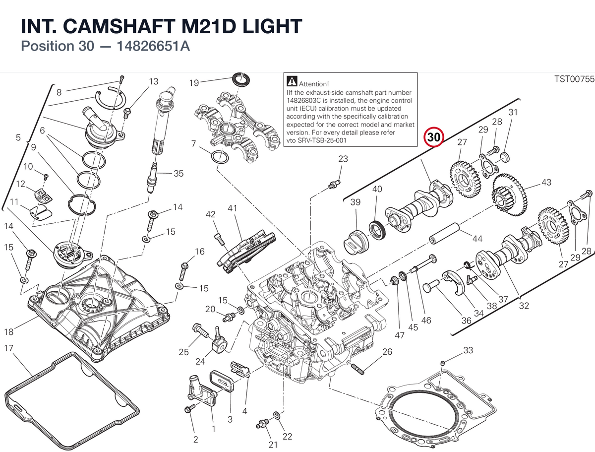 INT. CAMSHAFT M21D LIGHT 14826651A diagram position