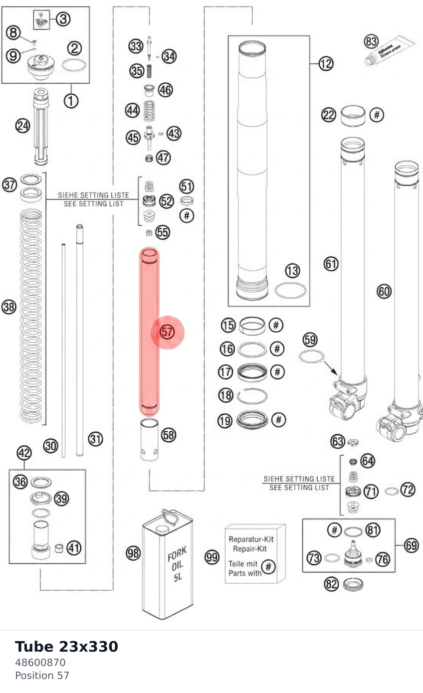 Diagram preview: Tube 23x330 (48600870)