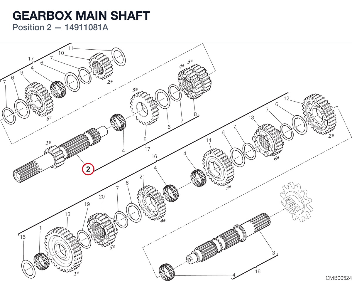 GEARBOX MAIN SHAFT 14911081A diagram position