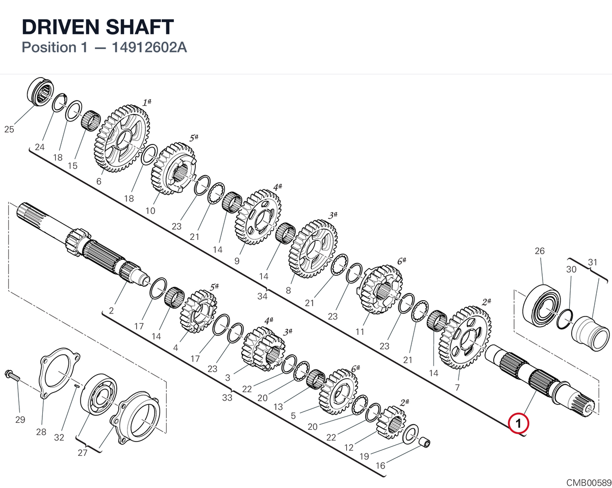 DRIVEN SHAFT 14912602A diagram position