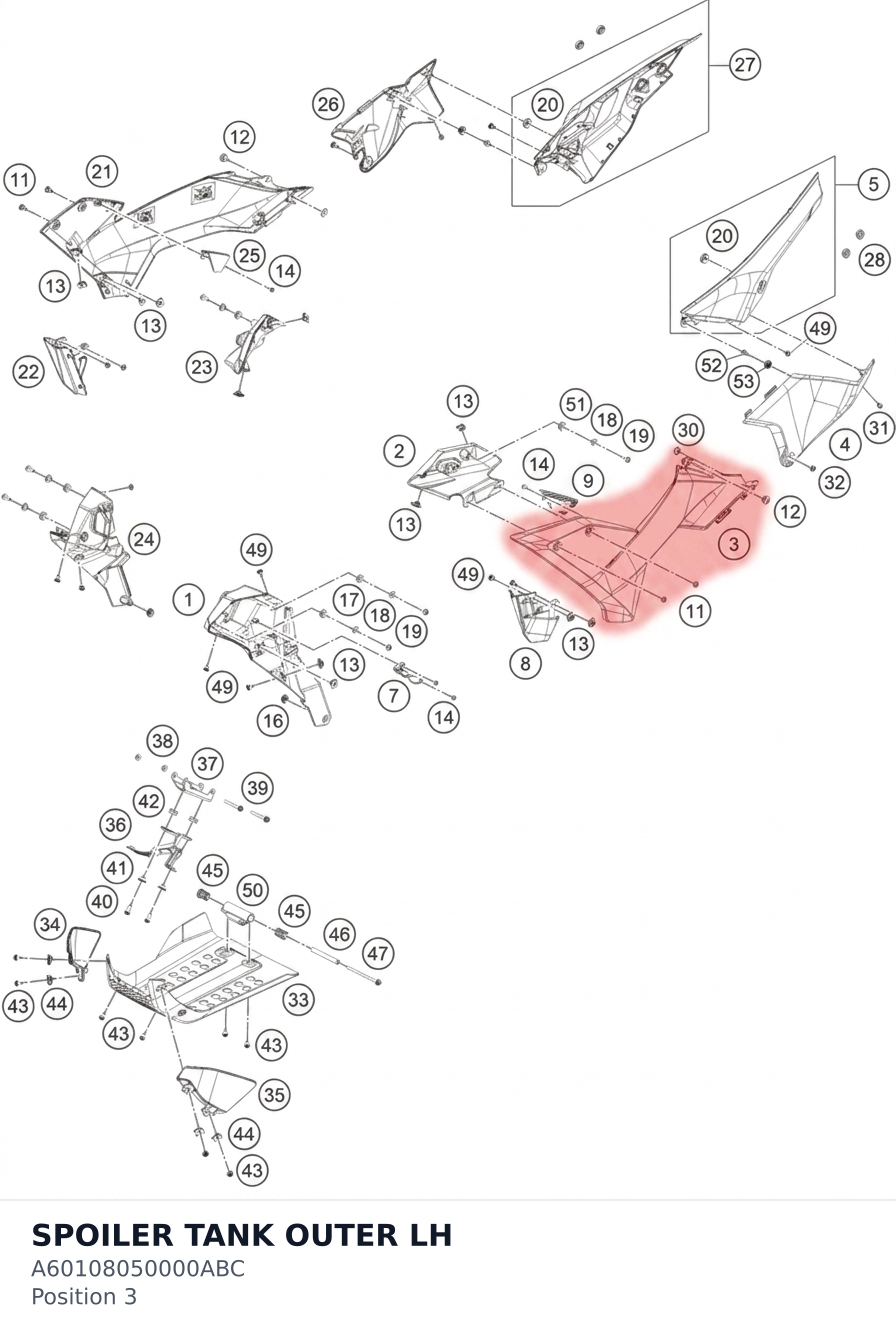 Diagram preview: SPOILER TANK OUTER LH (A60108050000ABC)