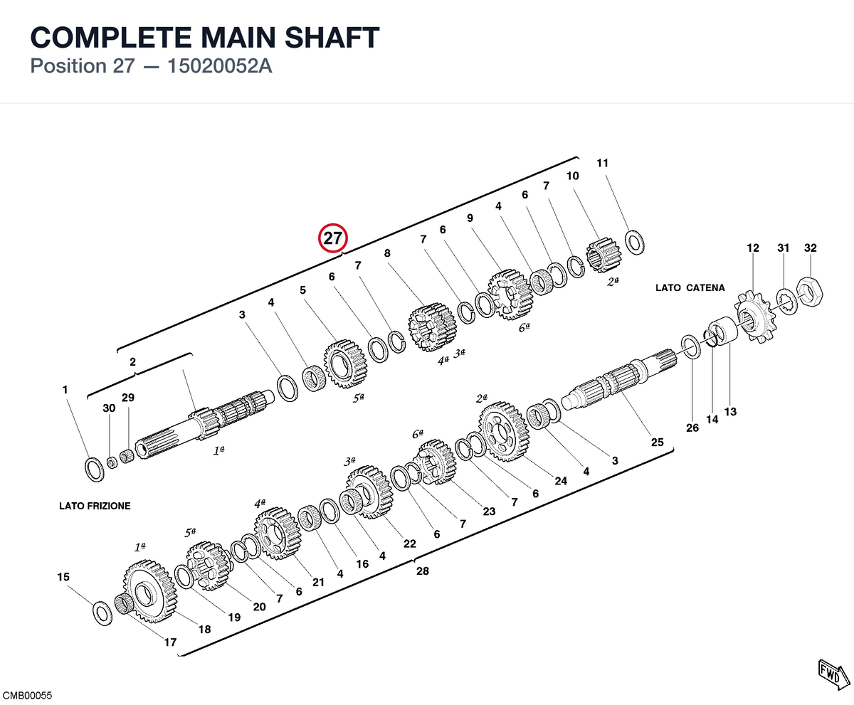COMPLETE MAIN SHAFT 15020052A diagram position