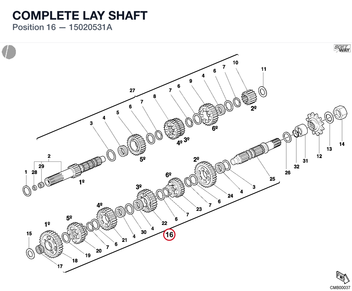 COMPLETE LAY SHAFT 15020531A diagram position
