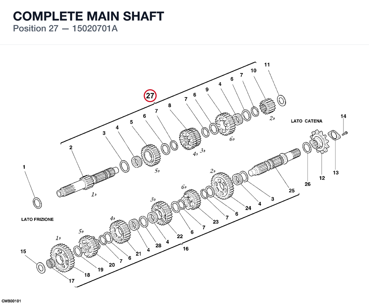 COMPLETE MAIN SHAFT 15020701A diagram position