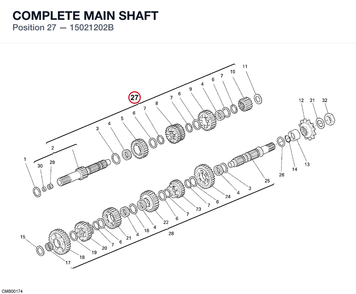 COMPLETE MAIN SHAFT 15021202B diagram position