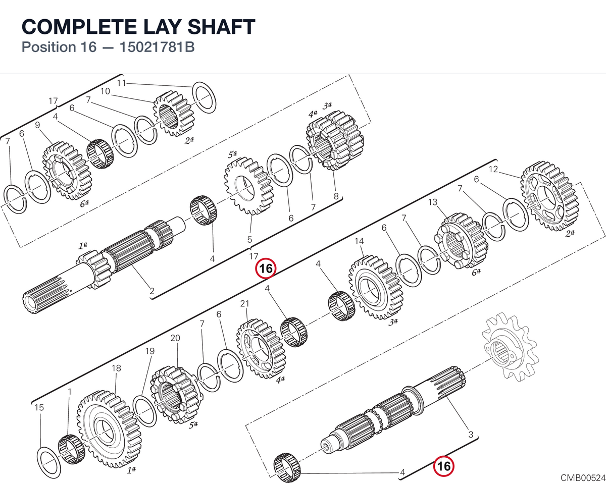 COMPLETE LAY SHAFT 15021781B diagram position