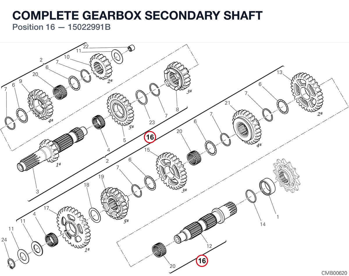 COMPLETE GEARBOX SECONDARY SHAFT 15022991B diagram position