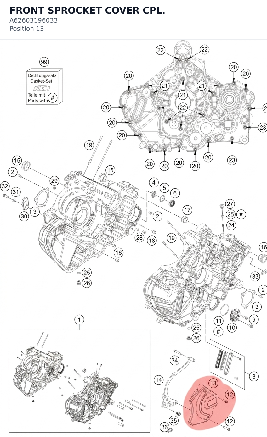 Diagram preview: FRONT SPROCKET COVER CPL. (A62603196033)