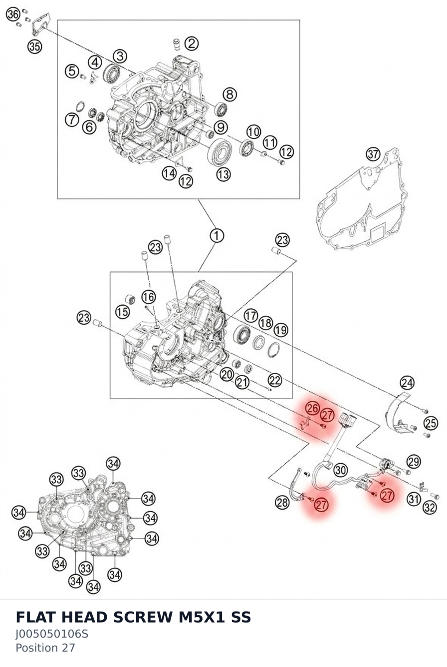Diagram preview: FLAT HEAD SCREW M5X1 SS (J005050106S)