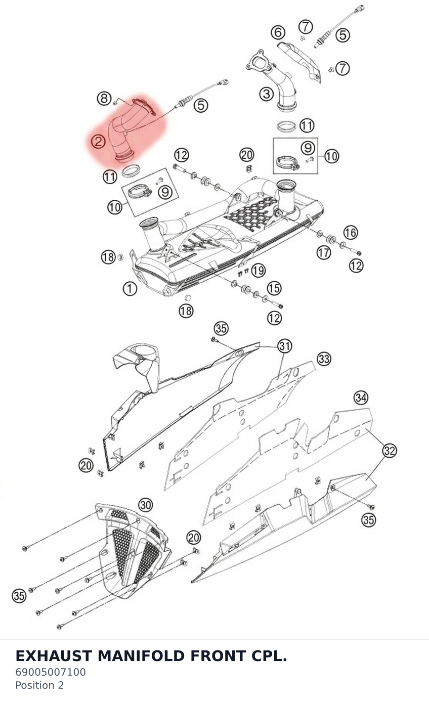 Diagram preview: EXHAUST MANIFOLD FRONT CPL. (69005007100)
