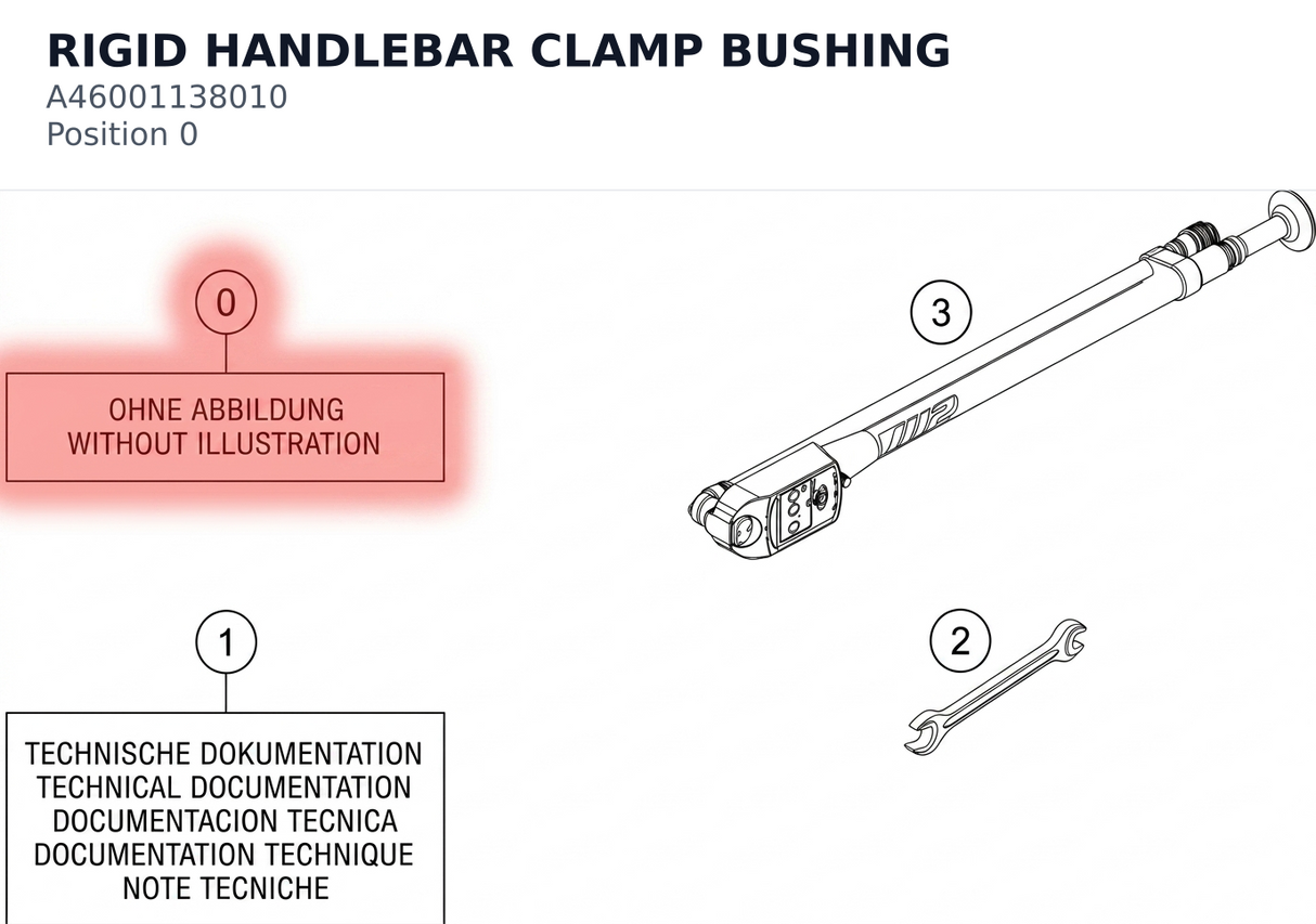 Diagram preview: RIGID HANDLEBAR CLAMP BUSHING (A46001138010)