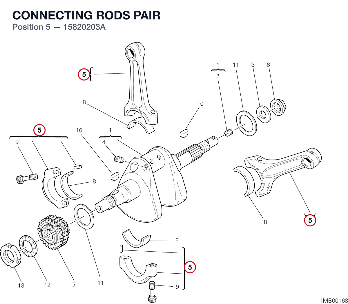 CONNECTING RODS PAIR 15820203A diagram position