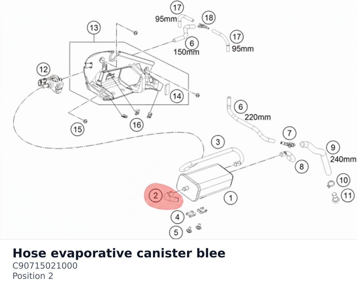 Diagram preview: Hose evaporative canister blee (C90715021000)