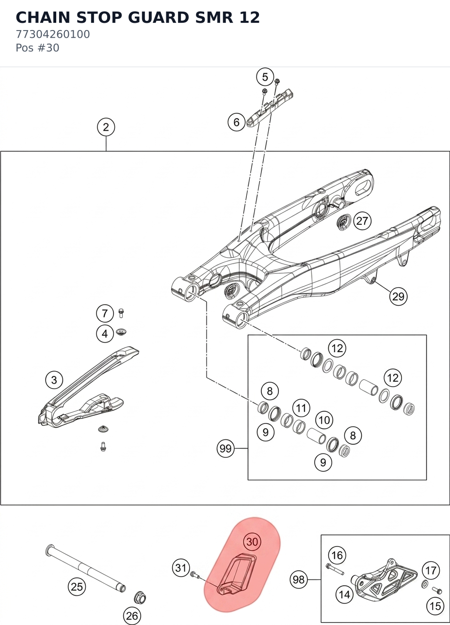 Diagram preview: CHAIN STOP GUARD SMR 12 (77304260100)