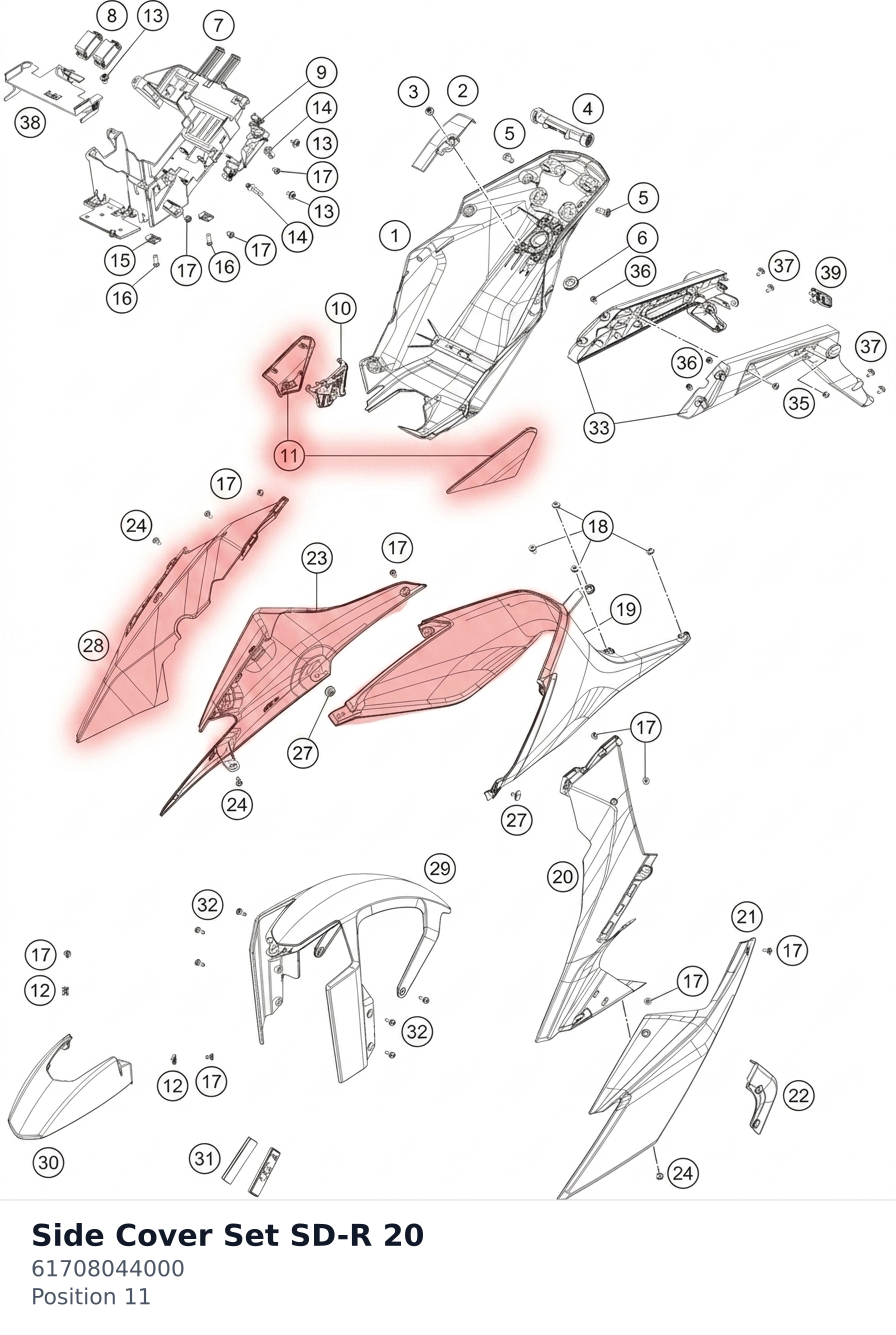 Diagram preview: Side Cover Set SD-R 20 (61708044000)