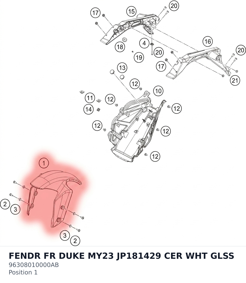 Diagram preview: FENDR FR DUKE MY23 JP181429 CER WHT GLSS (96308010000AB)