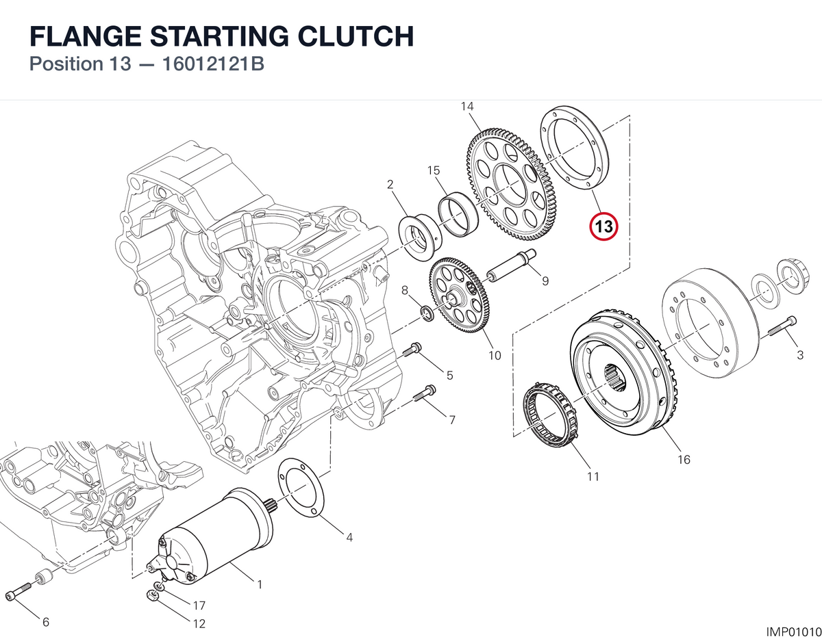 FLANGE STARTING CLUTCH 16012121B diagram position