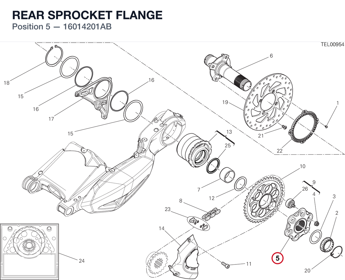 REAR SPROCKET FLANGE 16014201AB diagram position