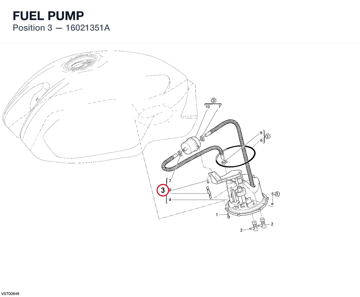 FUEL PUMP 16021351A diagram position