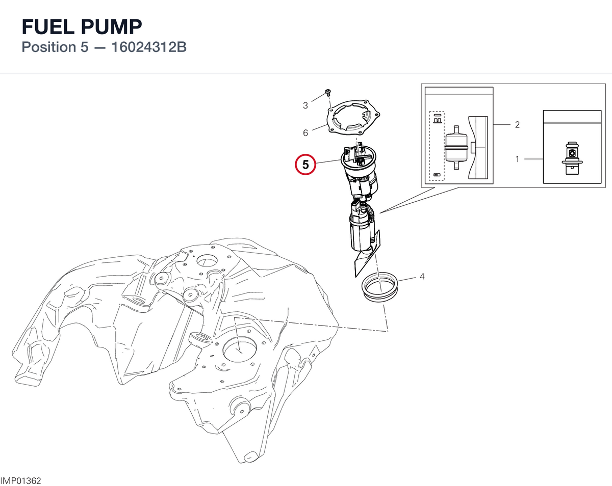 FUEL PUMP 16024312B diagram position