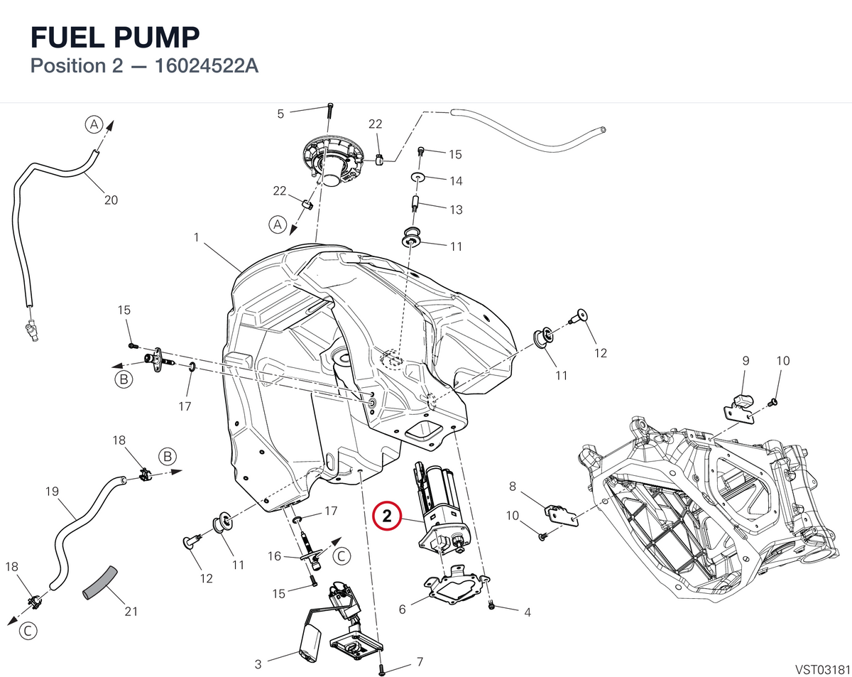 FUEL PUMP 16024522A diagram position