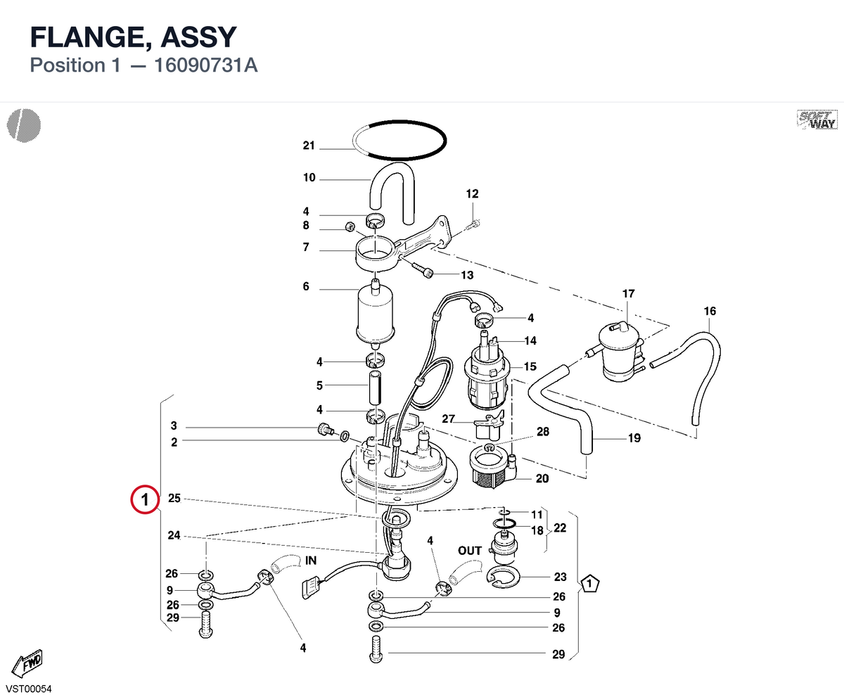 FLANGE, ASSY 16090731A diagram position