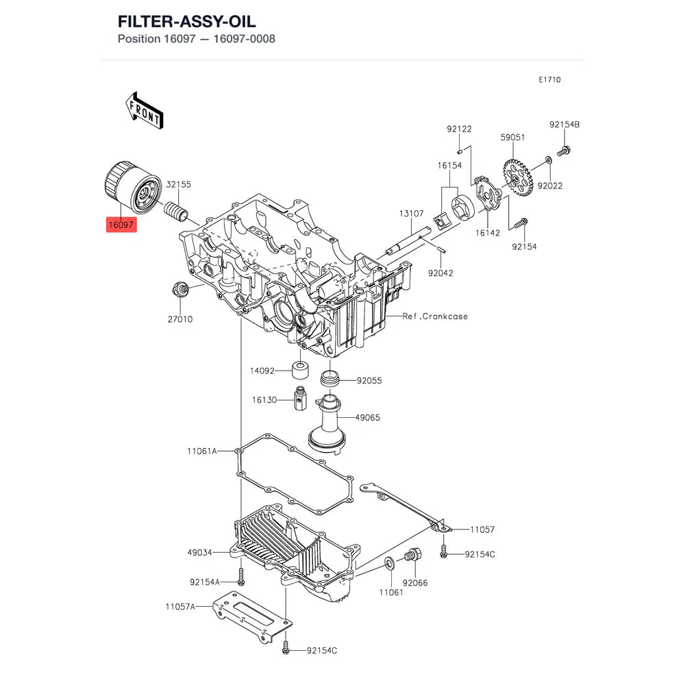 Kawasaki OEM – FILTER-ASSY-OIL KAWASAKI. product image