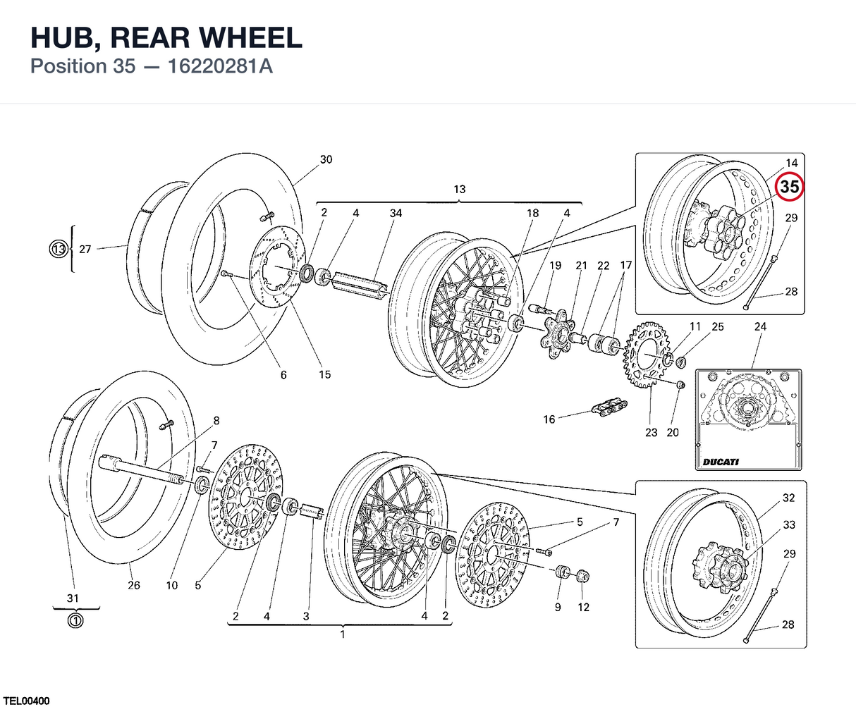 HUB, REAR WHEEL