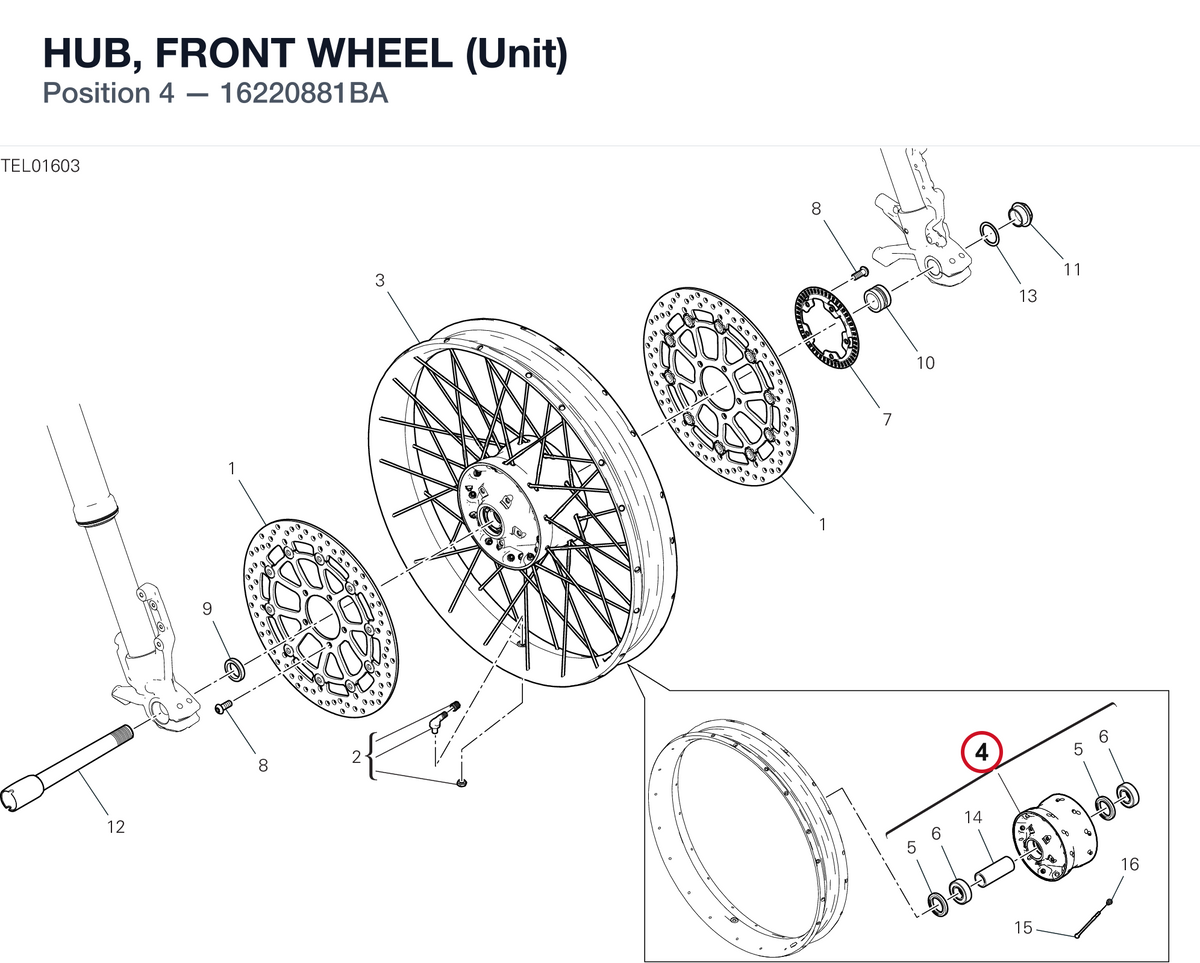HUB, FRONT WHEEL (Unit) 16220881BA diagram position