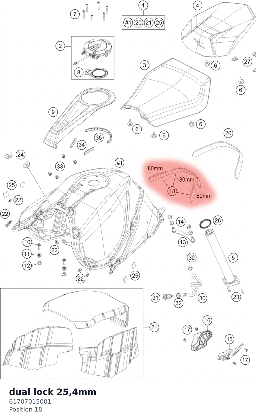 Diagram preview: dual lock 25,4mm (61707015001)