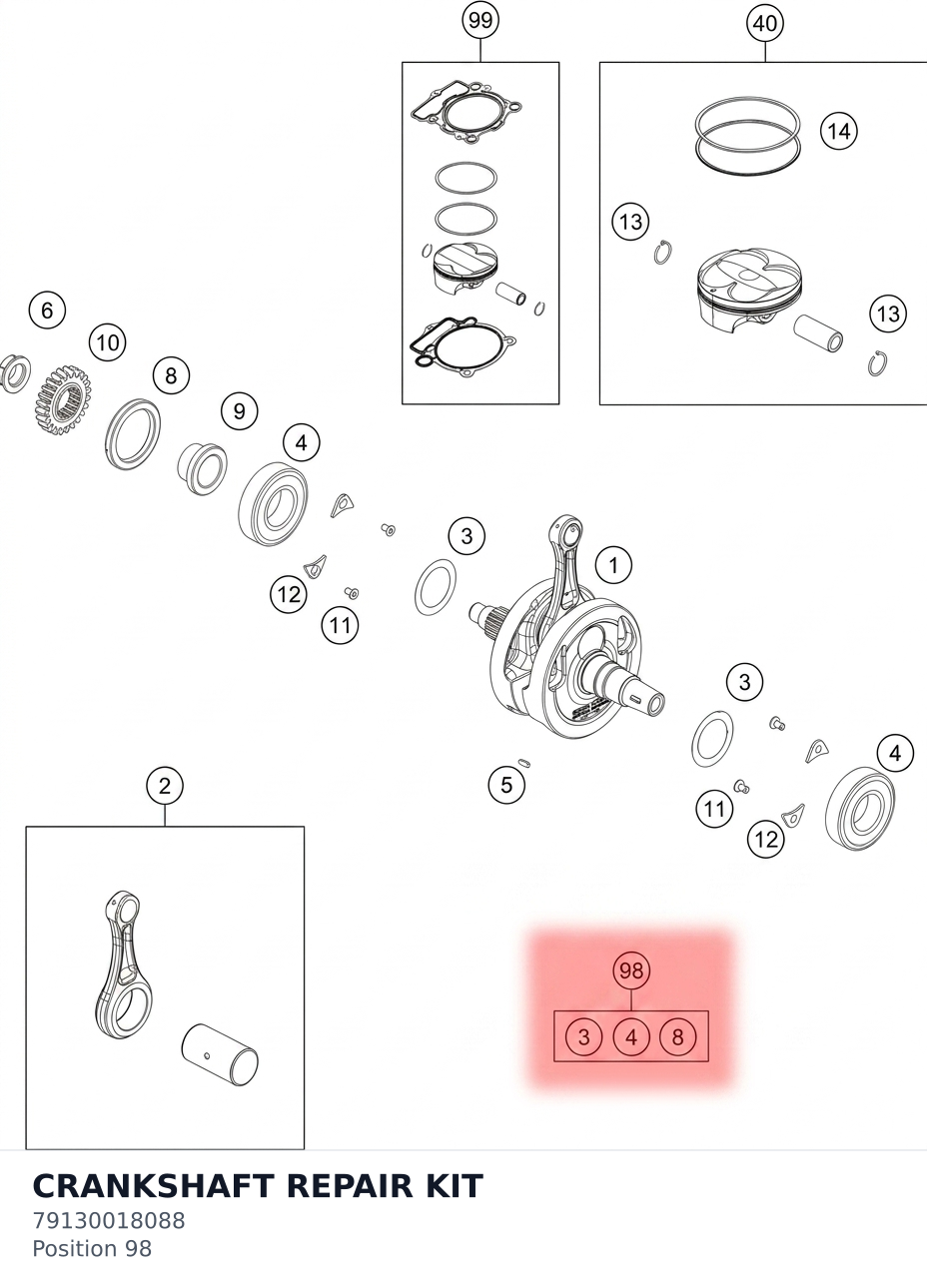 Diagram preview: CRANKSHAFT REPAIR KIT (79130018088)