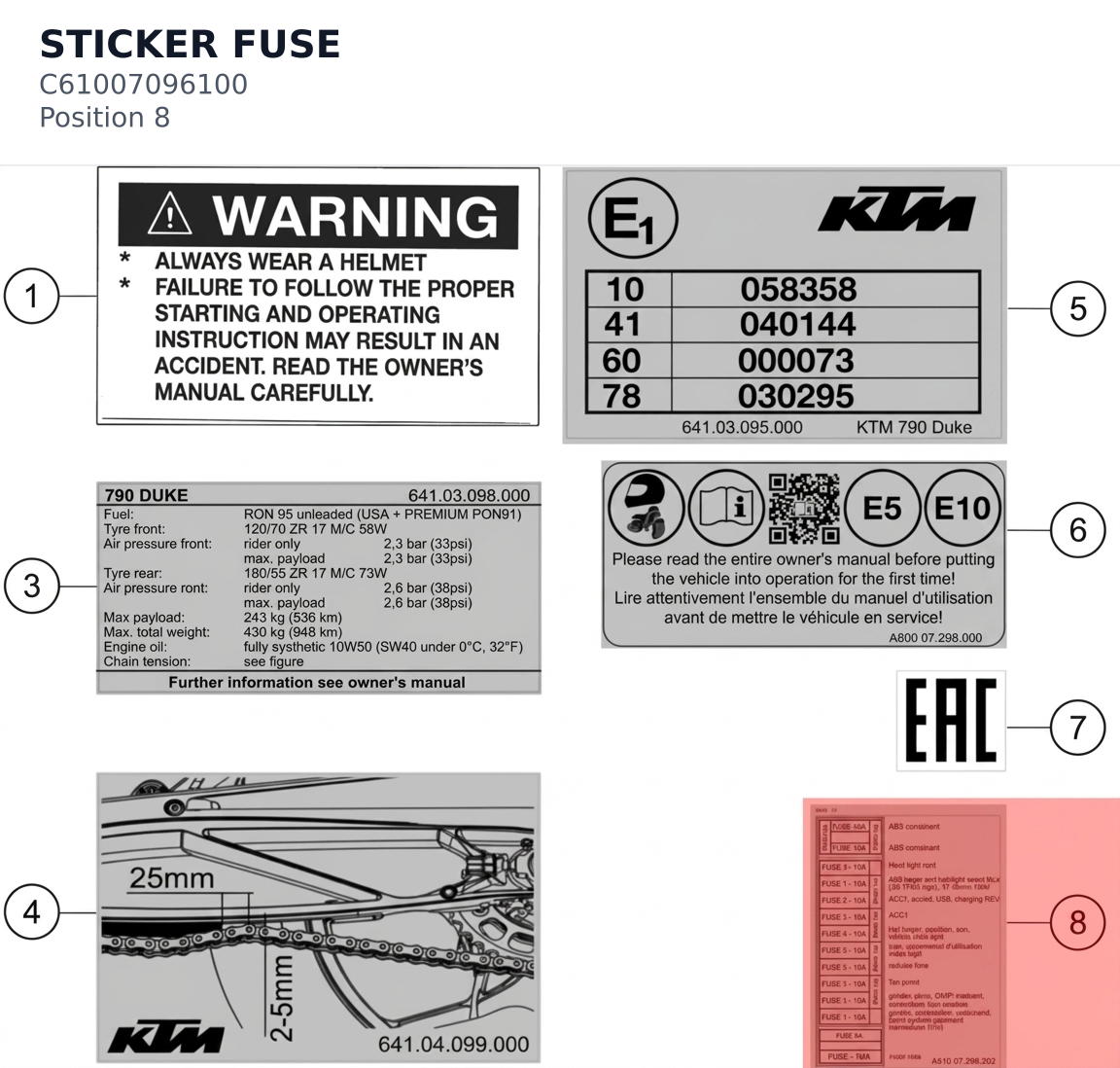 Diagram preview: STICKER FUSE (C61007096100)