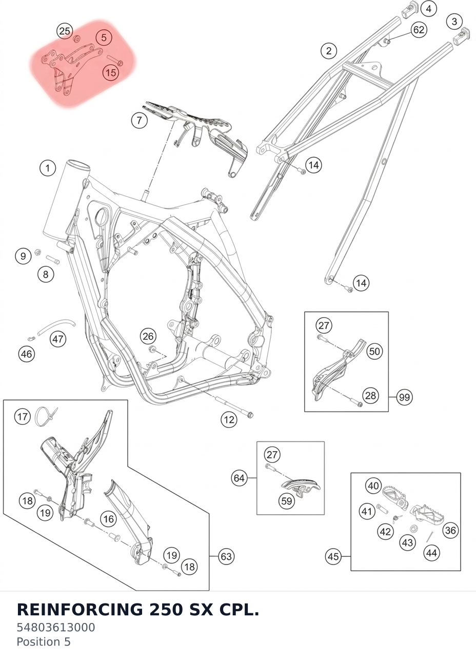 Diagram preview: REINFORCING 250 SX CPL. (54803613000)