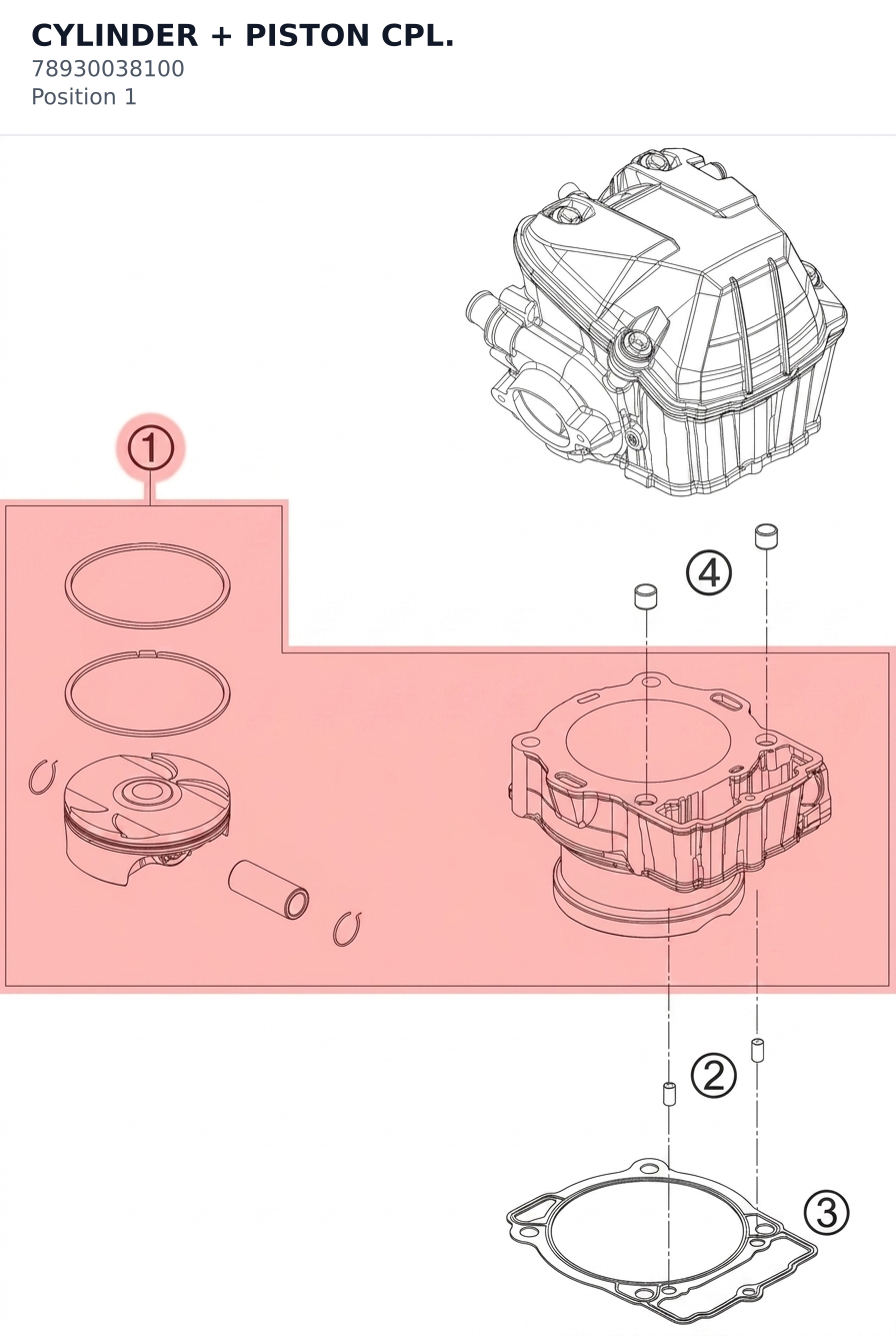 Diagram preview: CYLINDER + PISTON CPL. (78930038100)
