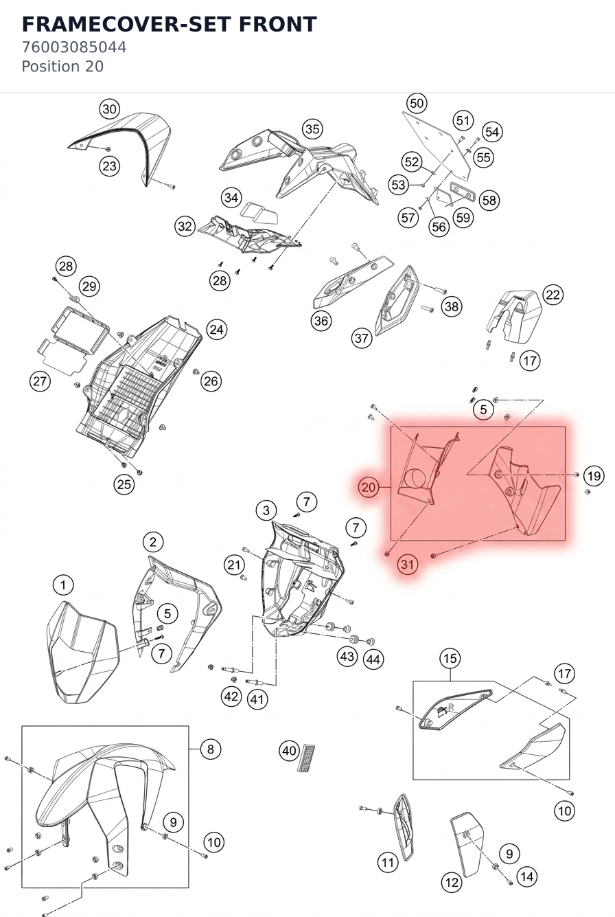 Diagram preview: FRAMECOVER-SET FRONT (76003085044)