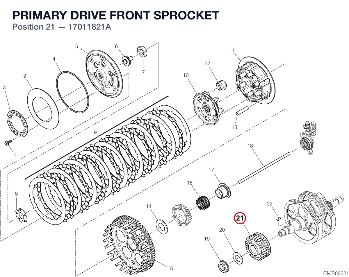 PRIMARY DRIVE FRONT SPROCKET 17011821A diagram position